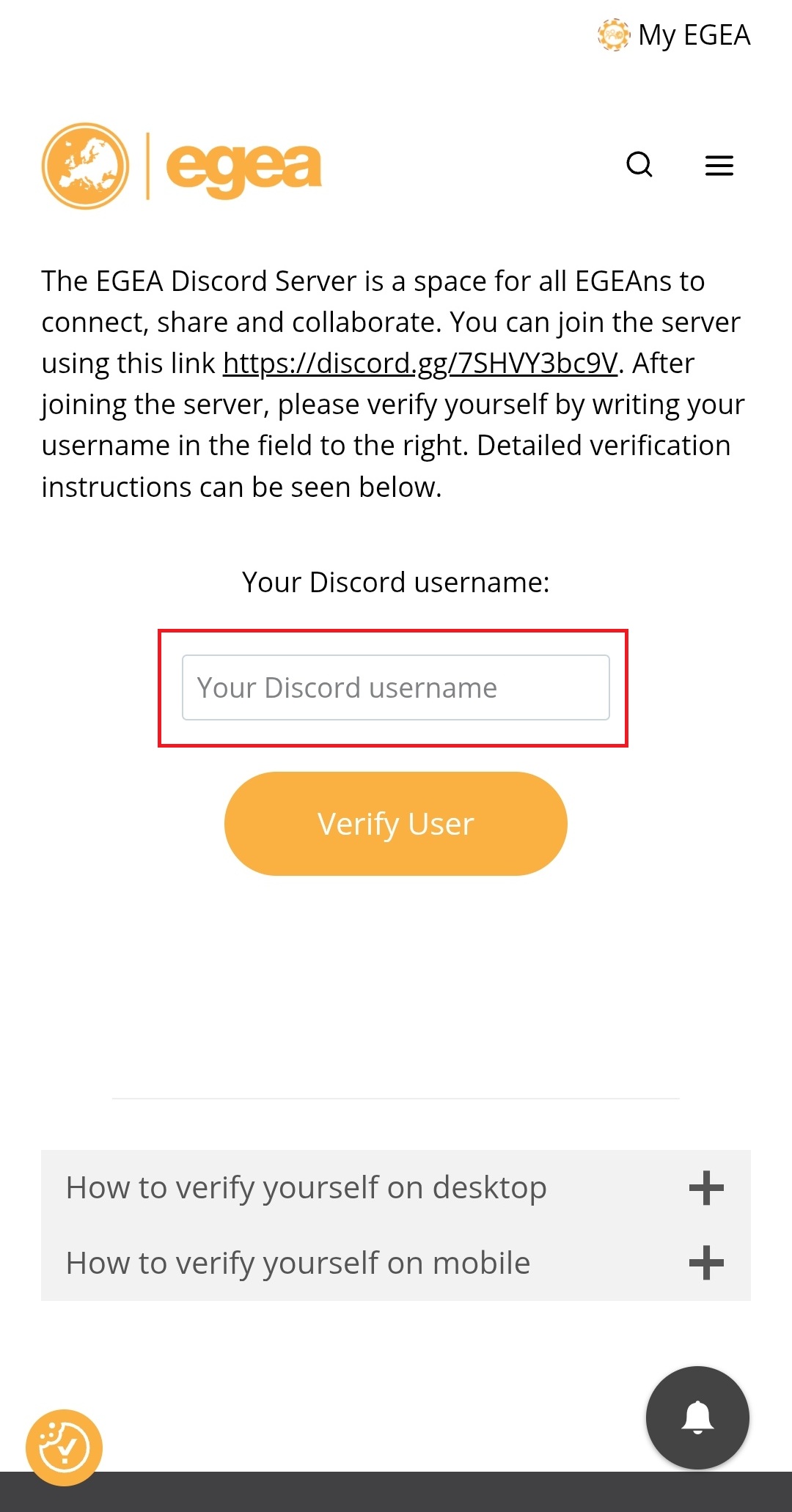 Position of the username field on the website